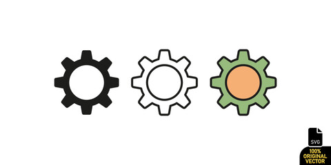 Modern Settings Gear Icon With Two Variations For UI And Applications