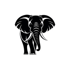 elephant silhouette vector line art logo design