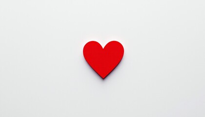 Fototapeta premium Simple Red Heart on White Background for Valentine's Day
