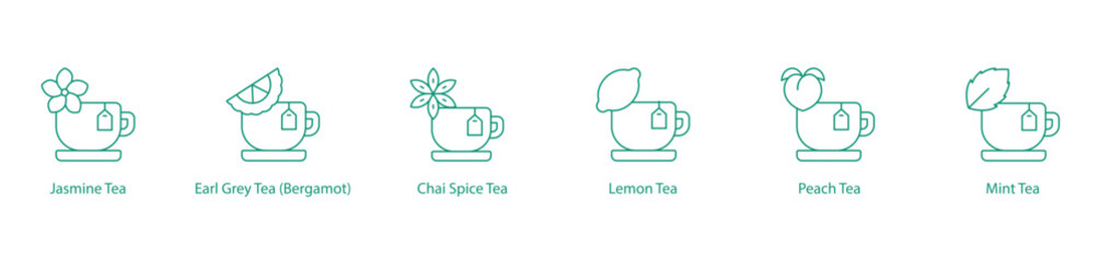 Citrus and Spiced Tea Vector Icons: Aromatic and Flavorful Blends