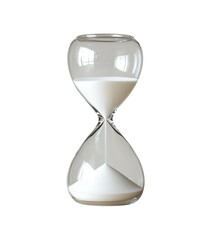 Classic Hourglass with White Sand in Motion Isolated On Transparent Background, ideal for time related designs, vintage themes and symbolic representations of time