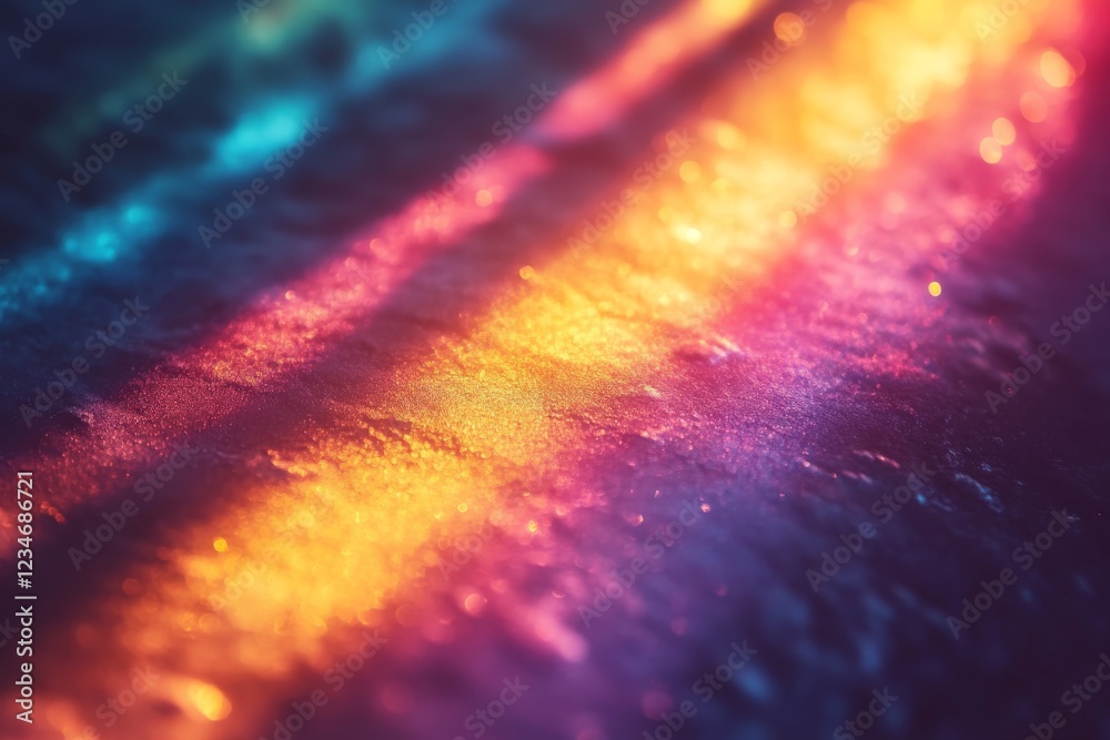 Poster Colorful light reflections create an abstract pattern on the surface during a serene afternoon
