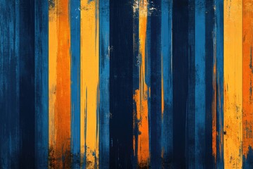 Abstract vertical light stripes on a dark background, vector illustration, in blue and orange colors, minimalistic design, with a blurred effect.