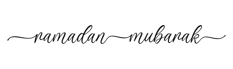 Fototapeta premium Ramadan Mubarak typography calligraphy text vector signature modern luxury lettering for holy month banner, poster others