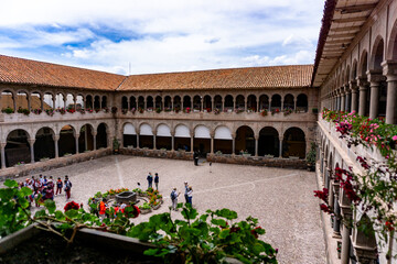 Obraz premium Ancient Inca Temple of the Sun Qoricancha with Colonial Santo Domingo Convent a Historic Landmark in Cusco Peru South America