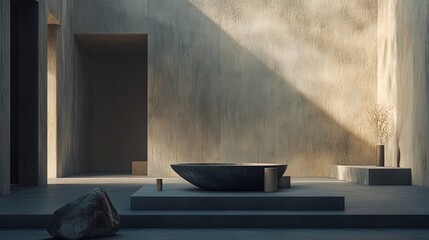 Contemporary Art Gallery with Angular Shapes and Dynamic Shadows