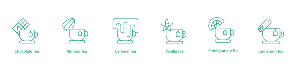 Nutty and Sweet Tea Varieties - Vector Icons