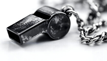 Vintage Whistle Necklace Black Metal Chain Pendant