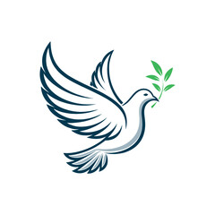 dove silhouette vector line art logo design