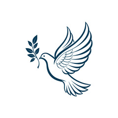 dove silhouette vector line art logo design
