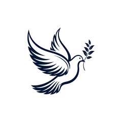 dove silhouette vector line art logo design