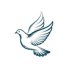 dove silhouette vector line art logo design