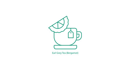 Bergamot Tea Icon Vector Design with a Cup and Citrus Bergamot