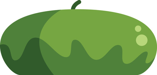 Simple vector illustration of a green winter melon with smooth skin lying horizontally