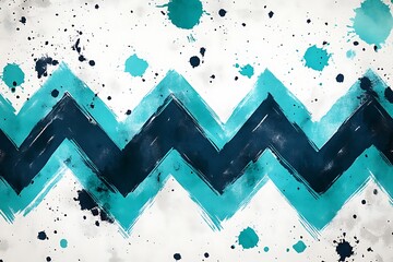 Abstract Turquoise and Dark Blue Chevron Pattern
