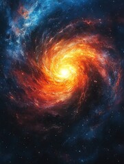 Obraz premium Swirling cosmos of stars and nebula with bright center. Space art