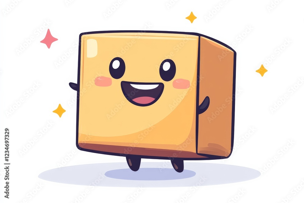 Aufkleber Cheerful cartoon character with a smiling face and sparkling effects in a playful design