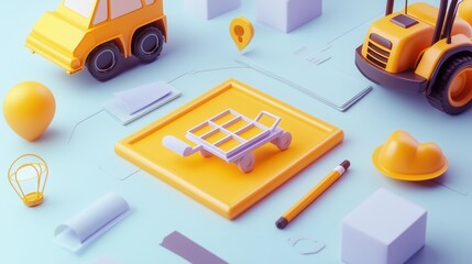 Obraz premium Creative Construction and Delivery Concept Arrangement