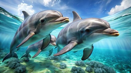 Obraz premium dolphin in blue water