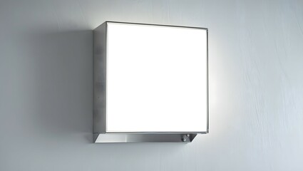 Obraz premium 3D rendering of a hanging white wall sign, square billboard, signboard on a gray background 