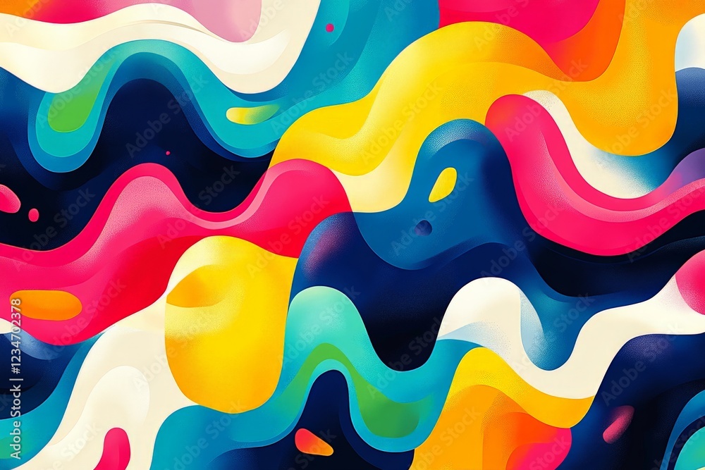 Poster Colorful abstract waves create a vibrant and dynamic visual experience in a modern art style