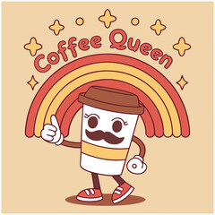 Coffee Queen Retro Cartoon Design