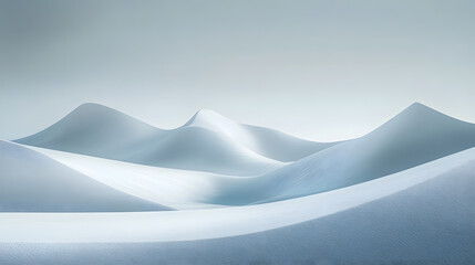 Soft white hills stretch across the quiet landscape, bathed in early morning light and tranquility