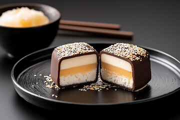 P A modern-style image of a black sesame ice