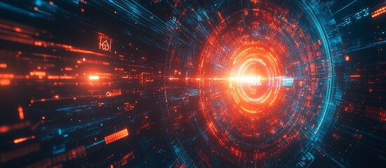 Obraz premium Digital Tunnel of Data and Information