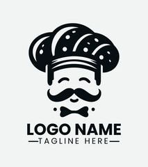 Bakery Beret Logo Design, Chef Hat Bakery Logo, French Bakery, Gourmet Bakery, Baking Logo