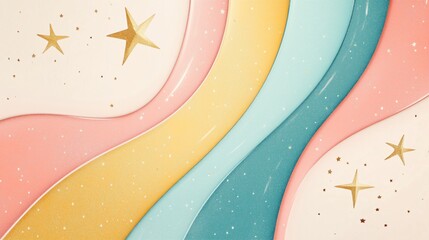 Fototapeta premium Colorful abstract design with stars art modern aesthetic soft pastel palette