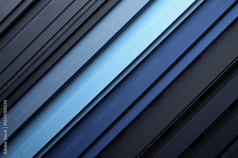 Aufkleber Abstract composition of layered dark and light blue surfaces creating a modern design aesthetic