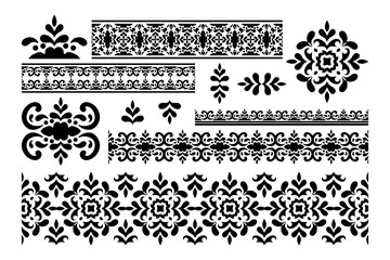 Vintage ornamental border collection set with ethnic pattern design.