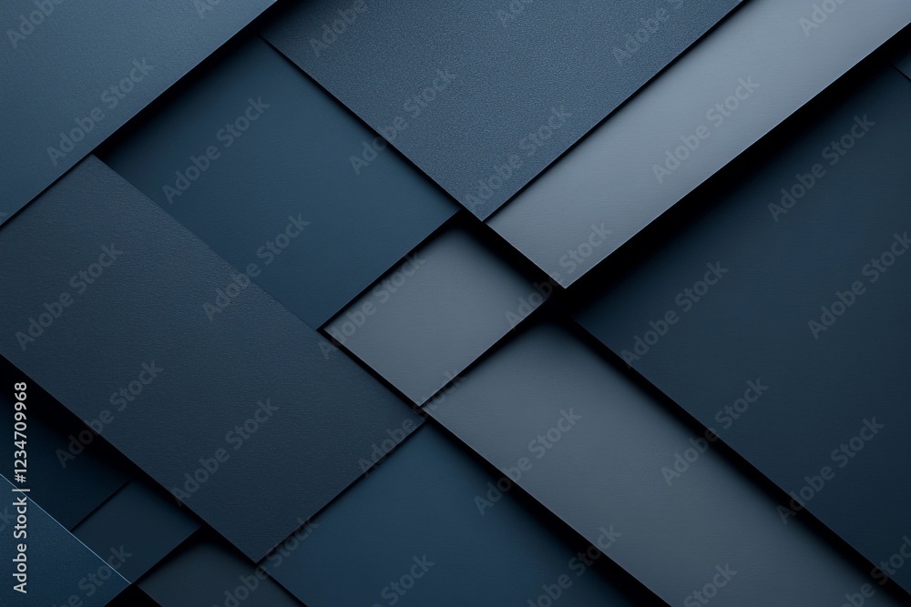 Aufkleber Modern geometric design featuring overlapping dark blue layers in a structured pattern on a flat surface