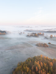 Sunrise.Landscape Latvia, in the countryside of Latgale. By Lake Sivers