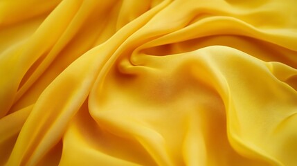 Obraz premium Abstract close-up of smooth flowing bright yellow fabric with subtle wrinkles and folds