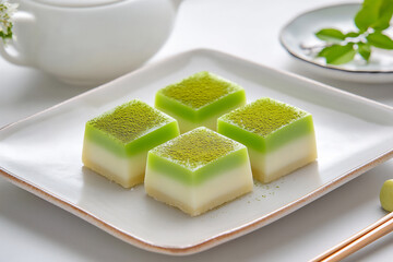 P A modern-style image of matcha mochi served