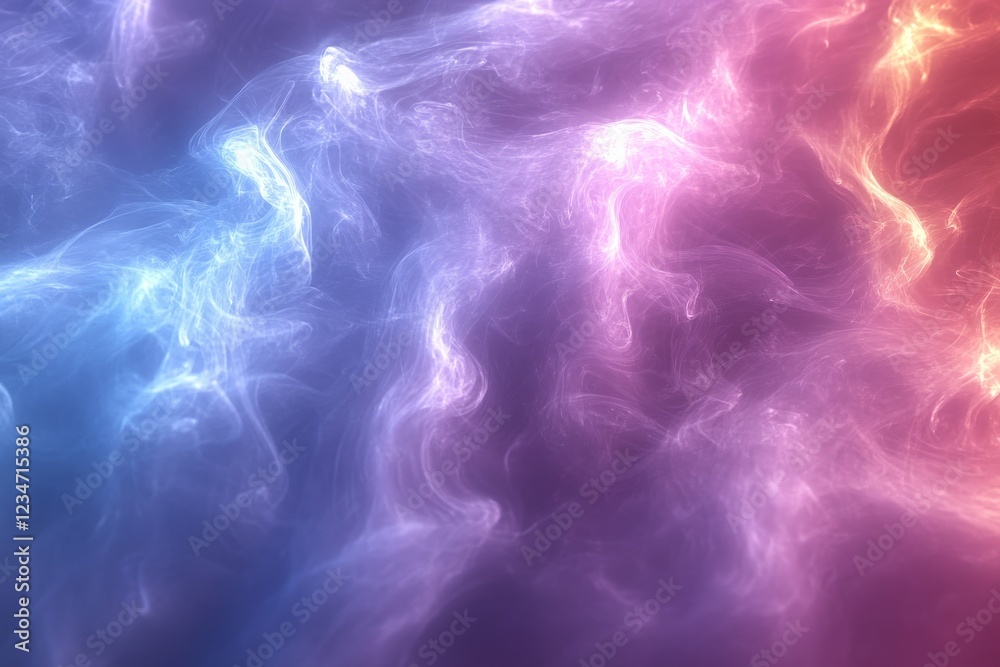 Poster Colorful abstract swirls of light create a mesmerizing effect in a digital composition with vibrant hues
