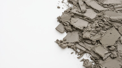 cement raft foundation materials. Close up of fiber reinforced concrete mix on white surface