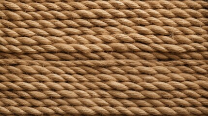 Close-up View of Textured Rope in Natural Brown Color Showcasing the Intricate Details of Twisted Fibers Perfect for Various Design Projects
