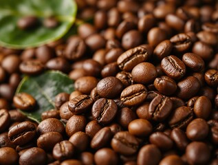 Fototapeta premium Coffee beans, high-detail macro photography