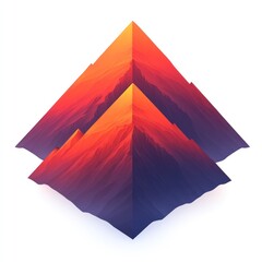 Double Sunset Peaks, Abstract Landscape, Digital Art, Wallpaper