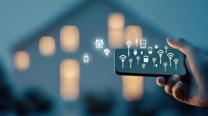 Smart Home Technology Concept with Mobile Device Display