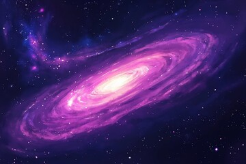 Vivid spiral galaxy surrounded by colorful cosmic dust and stars in deep space