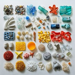 Fototapeta premium Aerial photography of coastal ocean plastic waste collection for awareness