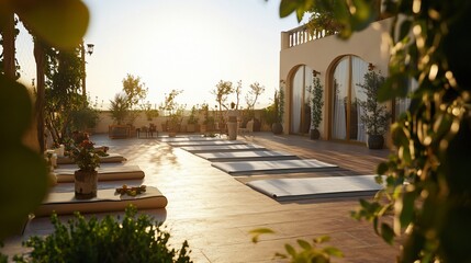 Serene Rooftop Yoga Retreat at Sunrise