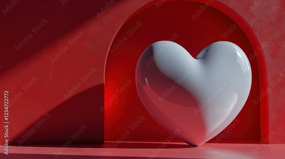 Poster valentine day abstract composition with heart in 3d style.