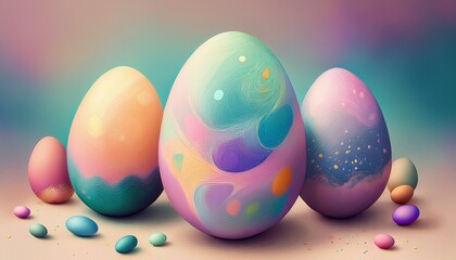 creative beautiful colorful easter eggs on pastel background graphic resource