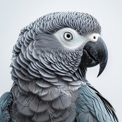 Obraz premium Majestic Grey Parrot Portrait with Detailed Feather Texture