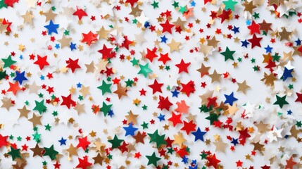 Colorful Seamless Confetti and Star Background for Festive Christmas Celebrations and Holiday Time Decor